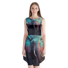 Ai Generated Elephant Tusks Trunk Wildlife Africa Sleeveless Chiffon Dress  