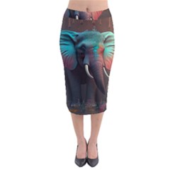 Ai Generated Elephant Tusks Trunk Wildlife Africa Midi Pencil Skirt