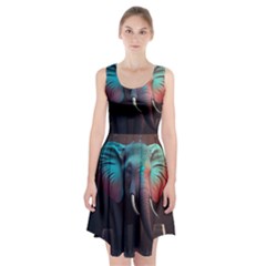 Ai Generated Elephant Tusks Trunk Wildlife Africa Racerback Midi Dress by danenraven