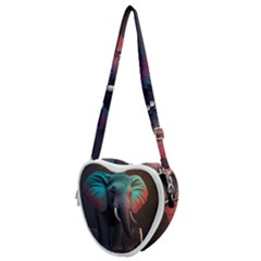 Ai Generated Elephant Tusks Trunk Wildlife Africa Heart Shoulder Bag by danenraven