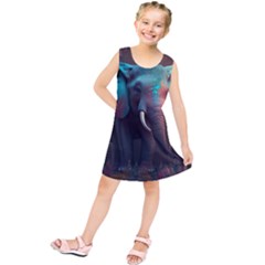 Ai Generated Elephant Tusks Trunk Wildlife Africa Kids  Tunic Dress