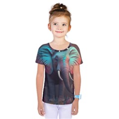 Ai Generated Elephant Tusks Trunk Wildlife Africa Kids  One Piece Tee