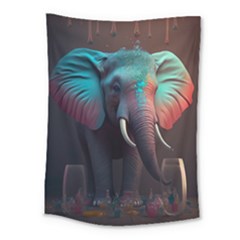 Ai Generated Elephant Tusks Trunk Wildlife Africa Medium Tapestry