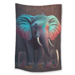 Ai Generated Elephant Tusks Trunk Wildlife Africa Large Tapestry