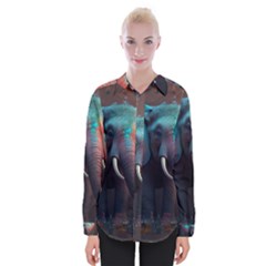 Ai Generated Elephant Tusks Trunk Wildlife Africa Womens Long Sleeve Shirt