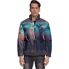 Ai Generated Elephant Tusks Trunk Wildlife Africa Men s Puffer Bubble Jacket Coat