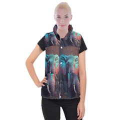 Ai Generated Elephant Tusks Trunk Wildlife Africa Women s Button Up Vest