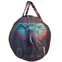 Ai Generated Elephant Tusks Trunk Wildlife Africa Giant Round Zipper Tote