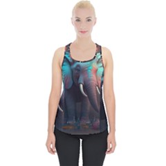 Ai Generated Elephant Tusks Trunk Wildlife Africa Piece Up Tank Top