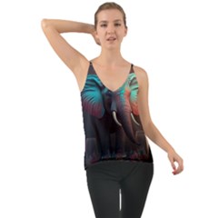 Ai Generated Elephant Tusks Trunk Wildlife Africa Chiffon Cami