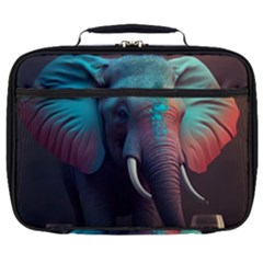 Ai Generated Elephant Tusks Trunk Wildlife Africa Full Print Lunch Bag by danenraven