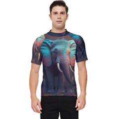 Ai Generated Elephant Tusks Trunk Wildlife Africa Men s Short Sleeve Rash Guard by danenraven