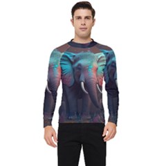 Ai Generated Elephant Tusks Trunk Wildlife Africa Men s Long Sleeve Rash Guard