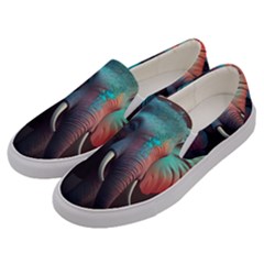 Ai Generated Elephant Tusks Trunk Wildlife Africa Men s Canvas Slip Ons