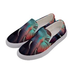 Ai Generated Elephant Tusks Trunk Wildlife Africa Women s Canvas Slip Ons by danenraven