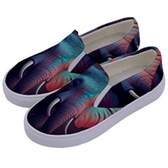 Ai Generated Elephant Tusks Trunk Wildlife Africa Kids  Canvas Slip Ons by danenraven