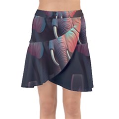 Ai Generated Elephant Tusks Trunk Wildlife Africa Wrap Front Skirt