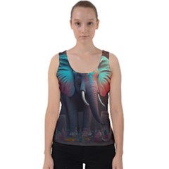 Ai Generated Elephant Tusks Trunk Wildlife Africa Velvet Tank Top