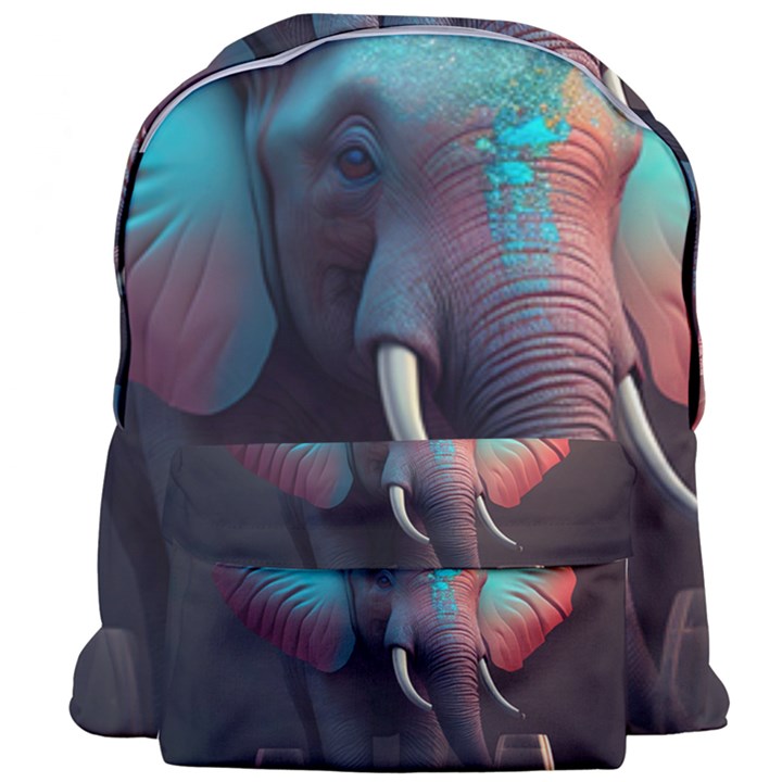 Ai Generated Elephant Tusks Trunk Wildlife Africa Giant Full Print Backpack