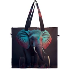 Ai Generated Elephant Tusks Trunk Wildlife Africa Canvas Travel Bag