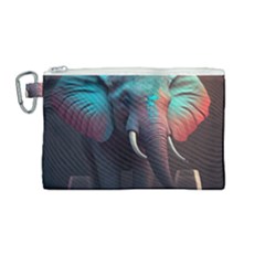 Ai Generated Elephant Tusks Trunk Wildlife Africa Canvas Cosmetic Bag (Medium)