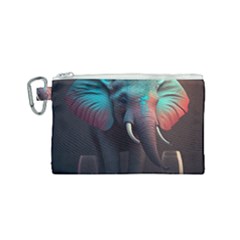 Ai Generated Elephant Tusks Trunk Wildlife Africa Canvas Cosmetic Bag (Small)