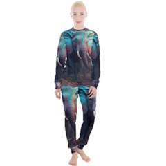 Ai Generated Elephant Tusks Trunk Wildlife Africa Women s Lounge Set