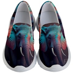 Ai Generated Elephant Tusks Trunk Wildlife Africa Kids Lightweight Slip Ons by danenraven