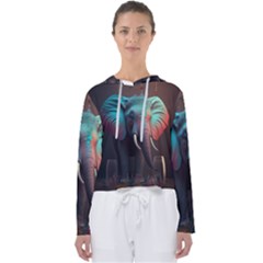 Ai Generated Elephant Tusks Trunk Wildlife Africa Women s Slouchy Sweat