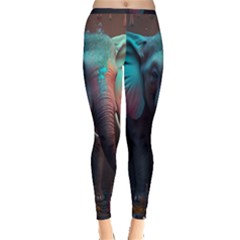 Ai Generated Elephant Tusks Trunk Wildlife Africa Inside Out Leggings