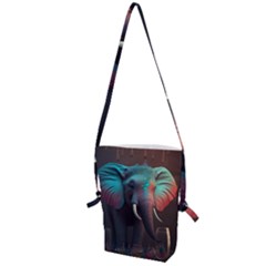 Ai Generated Elephant Tusks Trunk Wildlife Africa Folding Shoulder Bag