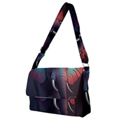 Ai Generated Elephant Tusks Trunk Wildlife Africa Full Print Messenger Bag (S)