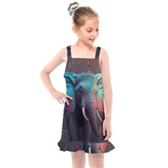 Ai Generated Elephant Tusks Trunk Wildlife Africa Kids  Overall Dress