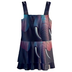 Ai Generated Elephant Tusks Trunk Wildlife Africa Kids  Layered Skirt Swimsuit