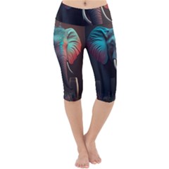 Ai Generated Elephant Tusks Trunk Wildlife Africa Lightweight Velour Cropped Yoga Leggings