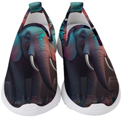 Ai Generated Elephant Tusks Trunk Wildlife Africa Kids  Slip On Sneakers