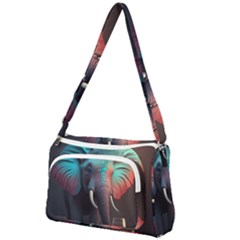 Ai Generated Elephant Tusks Trunk Wildlife Africa Front Pocket Crossbody Bag