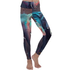 Ai Generated Elephant Tusks Trunk Wildlife Africa Kids  Lightweight Velour Classic Yoga Leggings