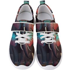 Ai Generated Elephant Tusks Trunk Wildlife Africa Men s Velcro Strap Shoes by danenraven