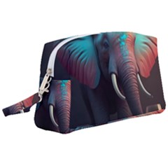 Ai Generated Elephant Tusks Trunk Wildlife Africa Wristlet Pouch Bag (Large)