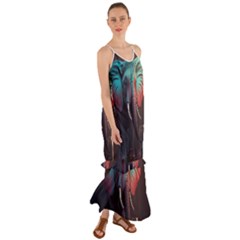 Ai Generated Elephant Tusks Trunk Wildlife Africa Cami Maxi Ruffle Chiffon Dress