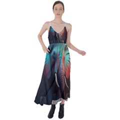 Ai Generated Elephant Tusks Trunk Wildlife Africa Tie Back Maxi Dress