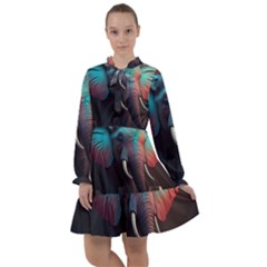 Ai Generated Elephant Tusks Trunk Wildlife Africa All Frills Chiffon Dress