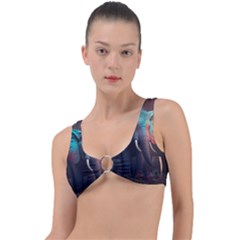 Ai Generated Elephant Tusks Trunk Wildlife Africa Ring Detail Bikini Top