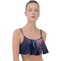 Ai Generated Elephant Tusks Trunk Wildlife Africa Frill Bikini Top by danenraven