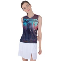 Ai Generated Elephant Tusks Trunk Wildlife Africa Women s Sleeveless Sports Top by danenraven