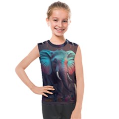 Ai Generated Elephant Tusks Trunk Wildlife Africa Kids  Mesh Tank Top