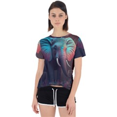 Ai Generated Elephant Tusks Trunk Wildlife Africa Open Back Sport Tee