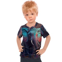 Ai Generated Elephant Tusks Trunk Wildlife Africa Kids  Sports Tee