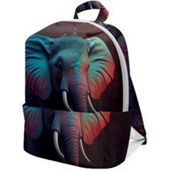 Ai Generated Elephant Tusks Trunk Wildlife Africa Zip Up Backpack